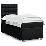 vidaXL Sommier à lattes de lit avec matelas Noir 90x200 cm Tissu