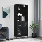 vidaXL Buffet haut Noir 69 5x34x180 cm Bois d'ingénierie