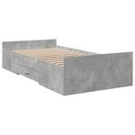 vidaXL Cadre de lit et tiroirs gris béton 100x200 cm bois d'ingénierie
