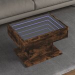 vidaXL Table basse avec LED chêne fumé 70x50x45 cm bois d'ingénierie