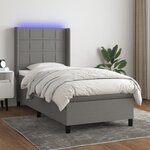 vidaXL Sommier à lattes de lit matelas LED Gris foncé 90x190cm Tissu