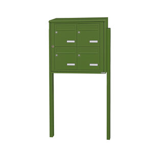 Bloc collectif leabox.com 2x2 grade 3 simple face Extérieur fixation sur pieds à sceller Vert mai RAL 6017 finition brillante