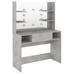 vidaXL Table de maquillage éclairage LED 100x40x135 cm MDF Gris béton