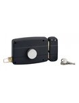 THIRARD - Serrure en applique à bouton pour porte de garage à battant  droite  140x90mm  axe 70mm  noir  3 clés