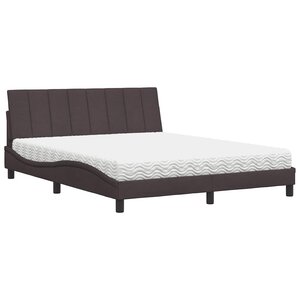 vidaXL Lit avec matelas Hanko marron foncé 160x200 cm tissu