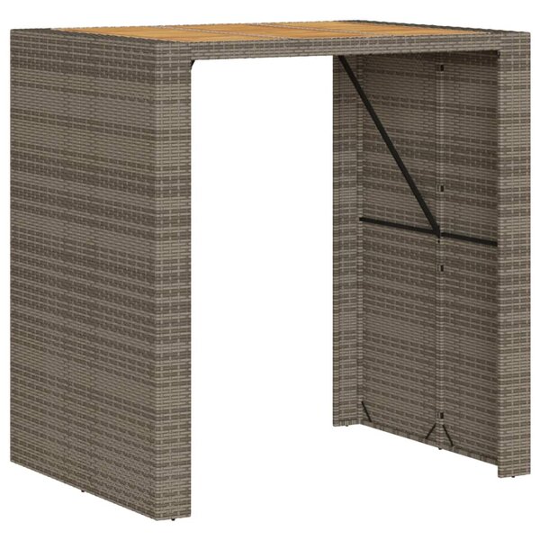 vidaXL Table de jardin et dessus en bois d'acacia gris résine tressée