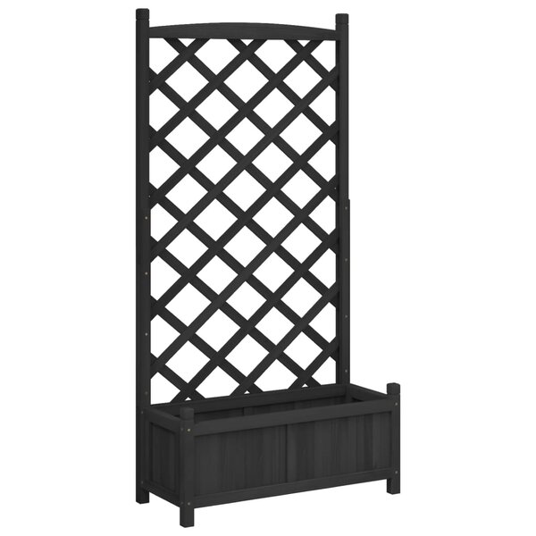 vidaXL Jardinière avec treillis noir bois massif de sapin