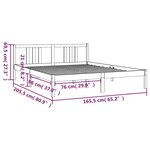 vidaXL Cadre de lit sans matelas gris bois massif 160x200 cm