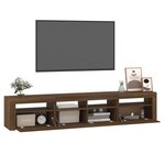 vidaXL Meuble TV avec lumières LED Chêne marron 210x35x40 cm