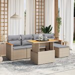 vidaXL Salon de jardin avec coussins 6 Pièces beige résine tressée