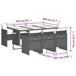 vidaXL Ensemble à manger de jardin et coussins 7 Pièces beige poly rotin