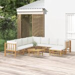 vidaXL Salon de jardin 9 Pièces avec coussins blanc crème bambou