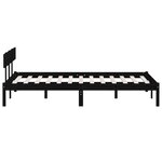 vidaXL Cadre de lit Noir Bois de pin massif 135x190 cm Double