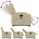 vidaXL Fauteuil inclinable de massage électrique Crème Tissu