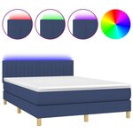 vidaXL Sommier à lattes de lit avec matelas LED Bleu 140x200 cm Tissu