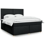 vidaXL Sommier à lattes de lit avec matelas Noir 180x200 cm Tissu