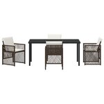Ensemble de Salle à Manger de Jardin 5 pièces avec Coussins Marron en Poly Rattan