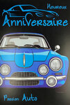 Carte FLUO Heureux Anniversaire Auto Voiture Sport Avec Enveloppe 12x17,5cm