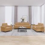 vidaXL Ensemble de canapés 3 Pièces avec coussins Marron Velours