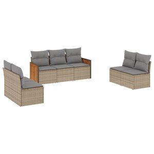 vidaXL Salon de jardin avec coussins 7 Pièces beige résine tressée