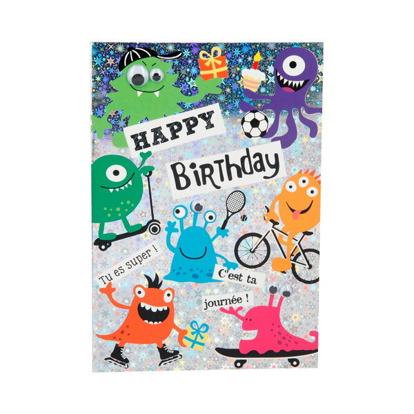 Carte de voeux enfant - anniversaire - happy birthday monstres tu es super !
