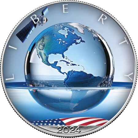 Pièce de monnaie en Argent 1 Dollar g 1 Millésime 2024 Artificial Intelligence USA CYBER EARTH