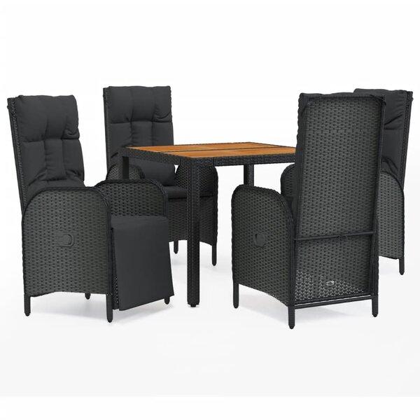 vidaXL Ensemble à manger de jardin coussins 5Pièces Noir Résine tressée