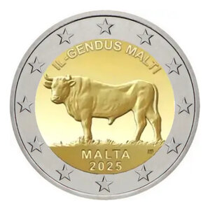 2 euros commémorative Malte 2025 UNC - Le B uf Maltais.
