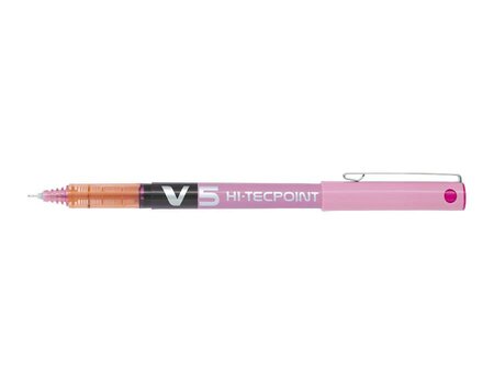 Stylo roller Hi-Tecpoint V5 Encre liquide Pte Fine Rose x 12 PILOT