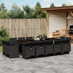 vidaXL Ensemble à manger de jardin 15 Pièces coussins noir résine tressée