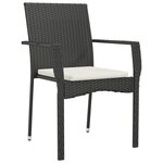 vidaXL Ensemble de Salle à Manger de Jardin de 7 Pièces avec Coussins Noir Poly Rattan