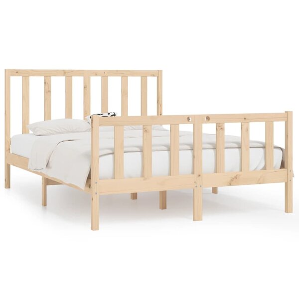 vidaXL Cadre de lit Bois massif 140x190 cm