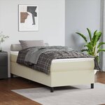 vidaXL Sommier à ressorts de lit Crème 100x200 cm Similicuir