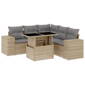 vidaXL Salon de jardin avec coussins 6 Pièces beige résine tressée