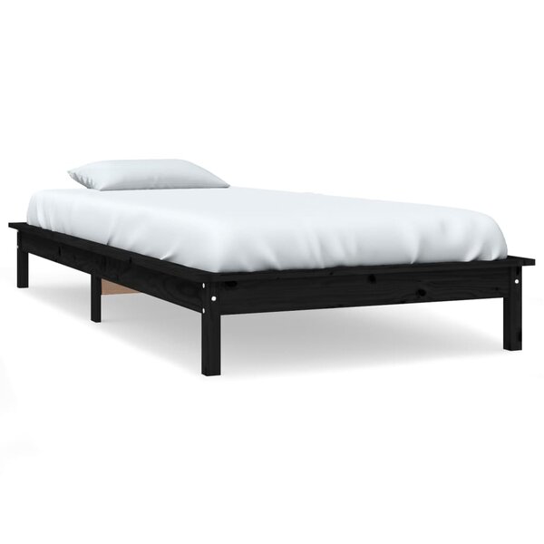 vidaXL Cadre de lit noir 75x190 cm petit simple bois massif de pin