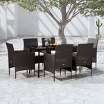 vidaXL Ensemble à manger de jardin avec coussins 7 Pièces Noir