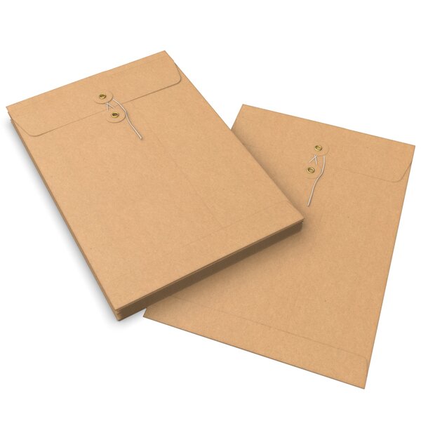 Lot de 10 enveloppes  soufflets  rondelle et ficelle manille 324x229