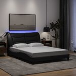 vidaXL Cadre de lit avec lumières LED noir 140x200 cm tissu