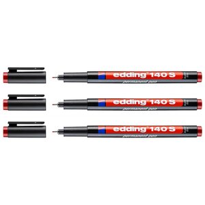 Feutre Permanent 140S Rouge Pointe Super Fine 0 3 mm x 3 EDDING