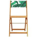 vidaXL Ensemble de bistro 3 Pièces motif de feuilles tissu et bois massif