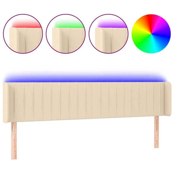 vidaXL Tête de lit à LED Crème 183x16x78/88 cm Tissu