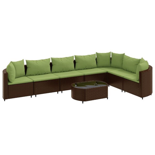 vidaXL Salon de jardin 8 Pièces avec coussins marron résine tressée