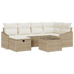 vidaXL Ensemble de 7 pièces de canapé de jardin avec coussins beige poly rotin