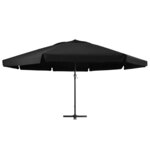 vidaXL Parasol d'extérieur avec mât en aluminium 600 cm Noir