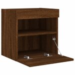 vidaXL Meuble TV mural avec lumières LED chêne marron 40x30x40 cm