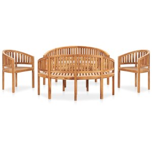 vidaXL Salon de jardin 5 Pièces en forme de banane Bois de teck solide