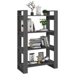 vidaXL Bibliothèque/Séparateur de pièce Gris 80x35x125 cm Pin massif