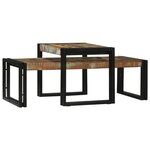 vidaXL Ensemble de 2 Tables Basses en Bois Massif Récupéré