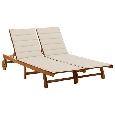 vidaXL Chaise longue de jardin 2 places avec coussins Acacia solide