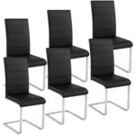 Lot de 6 chaises pieds acier siège de salon cuisine salle à manger design carré élégant noir 08_0000120